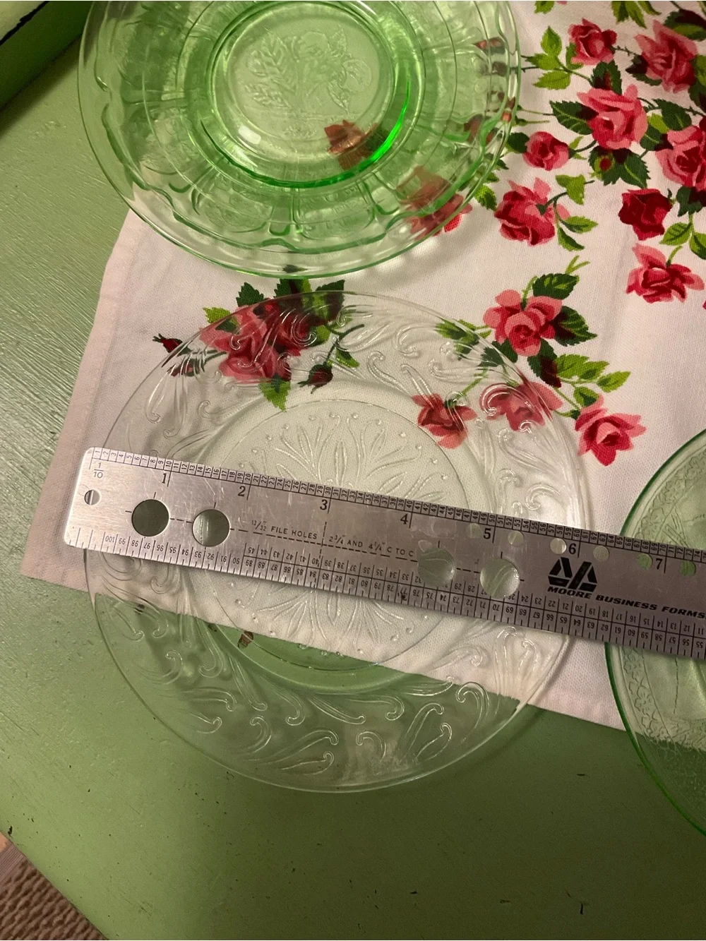 Lot of 4 mixed Green Uranium Saucers Plate Glass